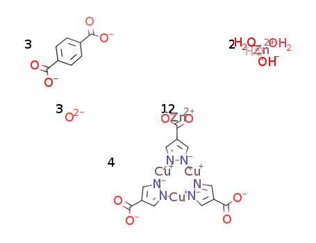 4C12H6Cu3N6O6(3-)*2H6O4Zn*12Zn(2+)*3O(2-)*3C8H4O4(2-)