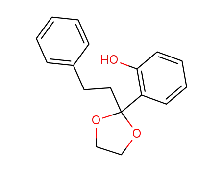 Molecular Structure of 189766-45-8 (Phenol, 2-[2-(2-phenylethyl)-1,3-dioxolan-2-yl]-)