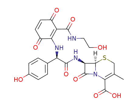 6-{2-[2-(2-hydroxyethylcarbamoyl)-3,6-dioxocyclohexa-1,4-dienylamino]-2-(4-hydroxyphenyl)-acetylamino}-cephalosporanic acid