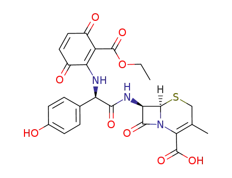 7-[2-(2-ethoxycarbonyl-3,6-dioxocyclohexa-1,4-dienylamino)-2-(4-hydroxyphenyl)-acetylamino]-desacetoxycephalosporanic acid
