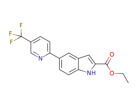 Molecular Structure of 871829-38-8 (1H-Indole-2-carboxylic acid, 5-[5-(trifluoromethyl)-2-pyridinyl]-, ethyl
ester)