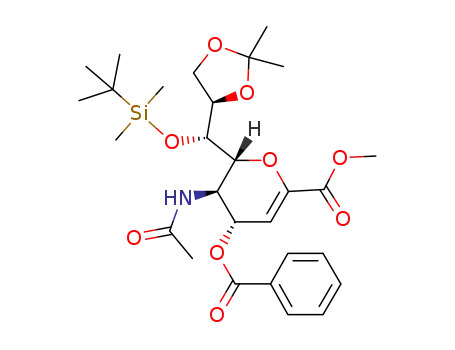 methyl 5-acetamido-2,6-anhydro-4-O-benzoyl-7-O-(tert-butyldimethylsilyl)-3,5-dideoxy-8,9-O-isopropylidene-D-glycero-D-galacto-non-2-enoate