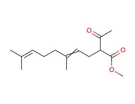 Molecular Structure of 77532-60-6 (4,8-Decadienoic acid, 2-acetyl-5,9-dimethyl-, methyl ester)