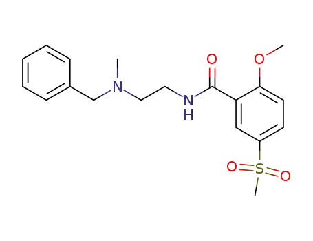Molecular Structure of 61694-34-6 (Benzamide,
2-methoxy-N-[2-[methyl(phenylmethyl)amino]ethyl]-5-(methylsulfonyl)-)