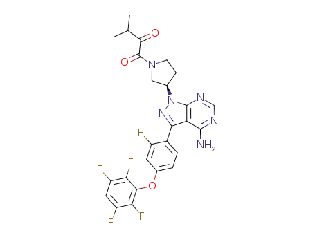 1-((R)-3-(4-amino-3-(2-fluoro-4-(2,3,5,6-tetrafluorophenoxy)phenyl)-1H-pyrazolo[3,4-d]pyrimidin-1-yl)-pyrrolidin-1-yl)-3-methylbutane-1,2-dione
