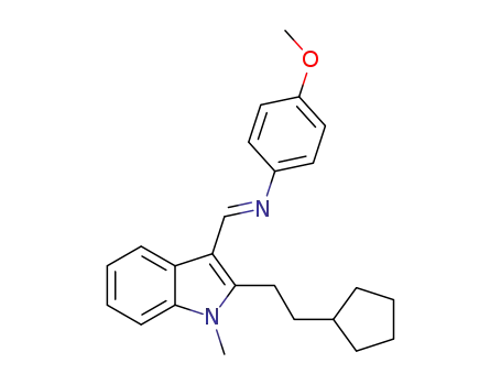(E)-1-(2-(2-cyclopentylethyl)-1-methyl-1H-indol-3-yl)-N-(4-methoxyphenyl)methanimine