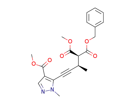 1-benzyl 3-methyl 2-((S)-4-(4-(methoxycarbonyl)-1-methyl-1H-pyrazol-5-yl)but-3-yn-2-yl)malonate