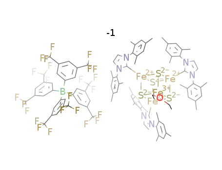[(1,3-dimesitylimidazol-2-ylidene)3[Fe4S4](diethyl ether)][tetrakis[(3,5-trifluoromethyl)phenyl]borate]
