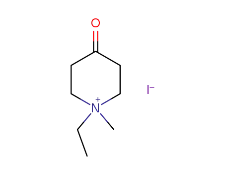 Molecular Structure of 77542-18-8 (PiperidiniuM, 1-ethyl-1-Methyl-4-oxo-, iodide (1:1))