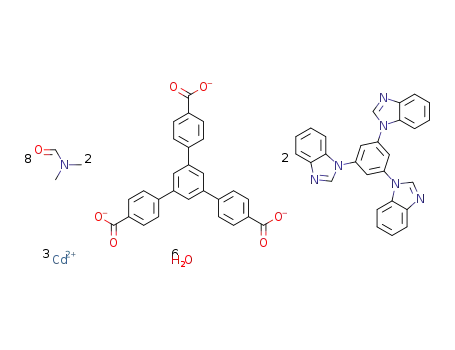 [(cadmium)3(1,3,5-tri(1H-benzo[d]imidazol-1-yl)benzene)2(1,3,5-tris(4′-carboxyphenyl)benzene)2(H2O)2]*8(dimethylformamide)*4H2O