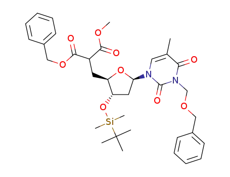 C-(N3-benzyloxymethyl-3'-O-(tert-butyldimethylsilyl)-5'-deoxythymidin-5'-yl)benzyl methyl malonate