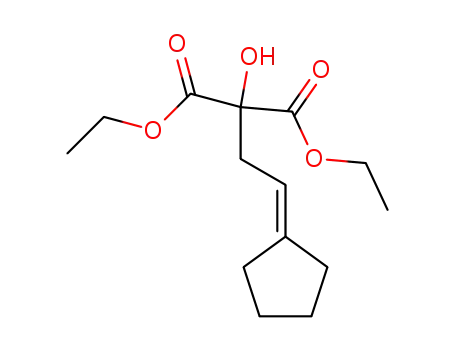 Molecular Structure of 90046-57-4 (Propanedioic acid, (2-cyclopentylideneethyl)hydroxy-, diethyl ester)