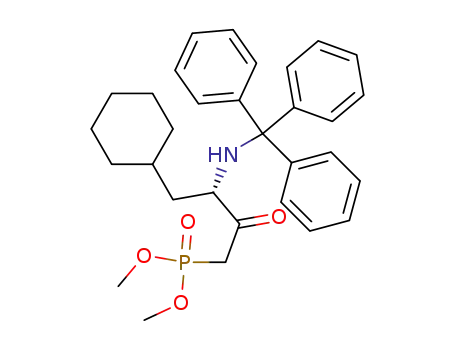 Molecular Structure of 135967-46-3 (Phosphonic acid, [4-cyclohexyl-2-oxo-3-[(triphenylmethyl)amino]butyl]-,
dimethyl ester, (S)-)