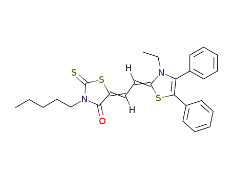 5-[2-(3-ethyl-4,5-diphenyl-3H-thiazol-2-ylidene)-ethylidene]-3-pentyl-2-thioxo-thiazolidin-4-one