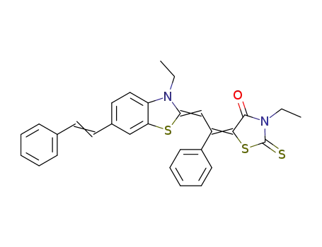 3-ethyl-5-[2-(3-ethyl-6-styryl-3H-benzothiazol-2-ylidene)-1-phenyl-ethylidene]-2-thioxo-thiazolidin-4-one