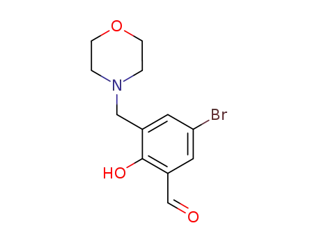 Molecular Structure of 154198-11-5 (5-BROMO-2-HYDROXY-3-(4-MORPHOLINYLMETHYL)BENZALDEHYDE)