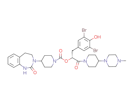 4-(2-oxo-1,2,4,5-tetrahydro-1,3-benzodiazepin-3-yl)-piperidine-1-carboxylic acid (R)-1-(3,5-dibromo-4-hydroxy-benzyl)-2-[4-(4-methyl-piperazin-1-yl)-piperidin-1-yl]-2-oxo-ethyl ester