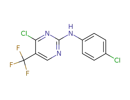 Molecular Structure of 514842-83-2 (2-Pyrimidinamine, 4-chloro-N-(4-chlorophenyl)-5-(trifluoromethyl)-)