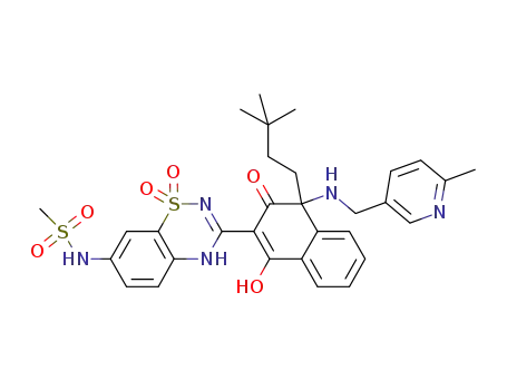 N-[3-(4-(3,3-dimethylbutyl)-1-hydroxy-4-{[(6-methylpyridin-3-yl)methyl]amino}-3-oxo-3,4-dihydronaphthalen-2-yl)-1,1-dioxido-4H-1,2,4-benzothiadiazin-7-yl]methanesulfonamide