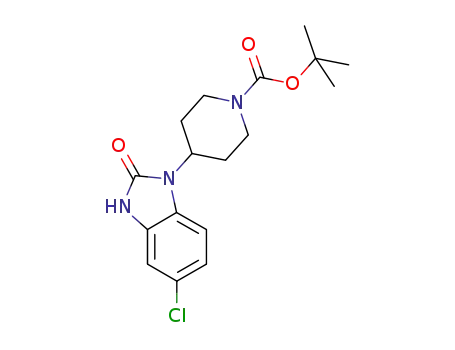 Molecular Structure of 460047-90-9 (1-Piperidinecarboxylic acid,
4-(5-chloro-2,3-dihydro-2-oxo-1H-benzimidazol-1-yl)-, 1,1-dimethylethyl
ester)