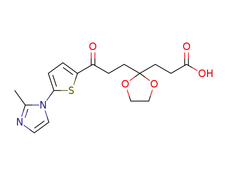 3-(2-(3-(5-(2-methyl-1H-imidazol-1-yl)thiophen-2-yl)-3-oxopropyl)-1,3-dioxolan-2-yl)propanoic acid