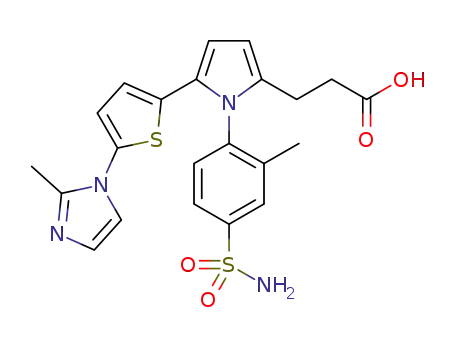 3-(5-(5-(2-methyl-1H-imidazol-1-yl)thiophen-2-yl)-1-(2-methyl-4-sulfamoylphenyl)-1H-pyrrol-2-yl)propanoic acid