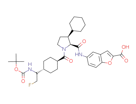 5-[(2S,3S)-1-{trans-4-[1-(tert-butoxycarbonyl)amino-2-fluoroethyl]cyclohexanecarbonyl}-3-cyclohexylpyrrolidine-2-carboxamide]-1-benzofuran-2-carboxylic acid