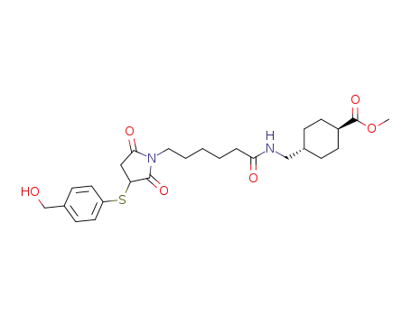 methyl (1R,4R)-4-((6-(3-((4-(hydroxymethyl)phenyl)thio)-2,5-dioxopyrrolidin-1-yl)hexanamido)methyl)cyclohexane-1-carboxylate