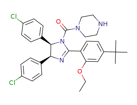 (2-(4-(tert-butyl)-2-ethoxyphenyl)-4,5-bis(4-chlorophenyl)-4,5-dihydro-1H-imidazol-1-yl)(piperazin-1-yl)methanone