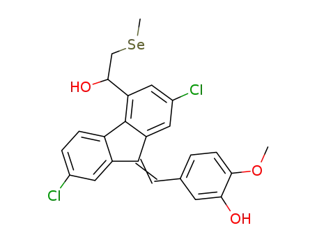 5-((2,7-dichloro-4-(1-hydroxy-2-(methylselanyl)ethyl)-9H-fluoren-9-ylidene)methyl)-2-methoxyphenol