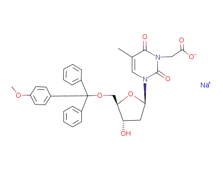 Sodium; (3-{(2R,4S,5R)-4-hydroxy-5-[(4-methoxy-phenyl)-diphenyl-methoxymethyl]-tetrahydro-furan-2-yl}-5-methyl-2,6-dioxo-3,6-dihydro-2H-pyrimidin-1-yl)-acetate