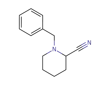 Molecular Structure of 120153-68-6 (2-Piperidinecarbonitrile, 1-(phenylmethyl)-)