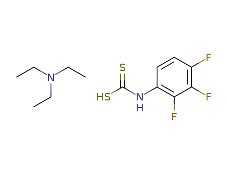 Molecular Structure of 119474-39-4 (Carbamodithioic acid, (2,3,4-trifluorophenyl)-, compd. with
N,N-diethylethanamine (1:1))