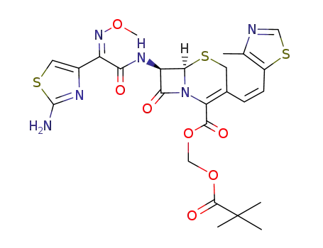2,2-dimethylpropanoyloxymethyl 7-[[(2Z)-2-(2-amino-1,3-thiazol-4-yl)-2-methoxyiminoacetyl]amino]-3-[(Z)-2-(4-methyl-1,3-thiazol-5-yl)ethenyl]-8-oxo-5-thia-1-azabicyclo[4.2.0]oct-2-ene-2-carboxylate