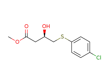 Molecular Structure of 114607-87-3 (Butanoic acid, 4-[(4-chlorophenyl)thio]-3-hydroxy-, methyl ester, (R)-)