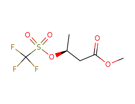 Molecular Structure of 112424-25-6 (Butanoic acid, 3-[[(trifluoromethyl)sulfonyl]oxy]-, methyl ester, (S)-)