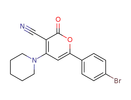 Molecular Structure of 94835-43-5 (2H-Pyran-3-carbonitrile, 6-(4-bromophenyl)-2-oxo-4-(1-piperidinyl)-)