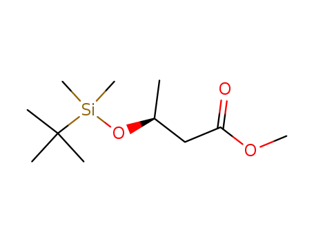 Molecular Structure of 148555-62-8 (Butanoic acid, 3-[[(1,1-dimethylethyl)dimethylsilyl]oxy]-, methyl ester,
(3S)-)