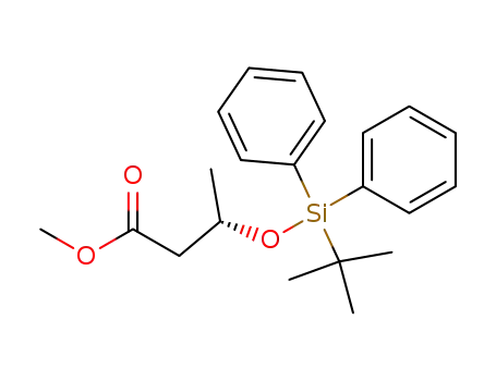 Molecular Structure of 215444-96-5 (Butanoic acid, 3-[[(1,1-dimethylethyl)diphenylsilyl]oxy]-, methyl ester,
(3S)-)