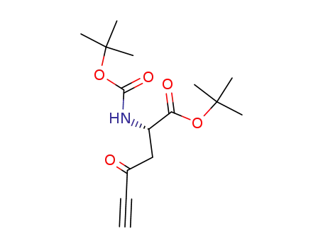 Molecular Structure of 197159-35-6 (5-Hexynoic acid, 2-[[(1,1-dimethylethoxy)carbonyl]amino]-4-oxo-,
1,1-dimethylethyl ester, (2S)-)