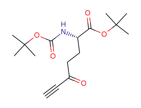 Molecular Structure of 197159-29-8 (6-Heptynoic acid, 2-[[(1,1-dimethylethoxy)carbonyl]amino]-5-oxo-,
1,1-dimethylethyl ester, (2S)-)
