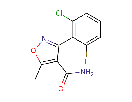 Molecular Structure of 4415-11-6 (3-(2-CHLORO-6-FLUOROPHENYL)-5-METHYLISOXAZOLE-4-CARBOXAMIDE)