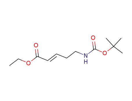 Molecular Structure of 878003-30-6 (2-Pentenoic acid, 5-[[(1,1-dimethylethoxy)carbonyl]amino]-, ethyl ester,
(2E)-)