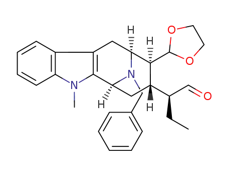 (6S,8S,9S,10S,1'S)-5-methyl-8-(1'-ethyl-oxomethyl)-9-(1',3'-dioxolan-2'-yl)-12-benzyl-6,7,8,9,10,11-hexahydro-6,10-imino-5H-cyclooct[b]-indole