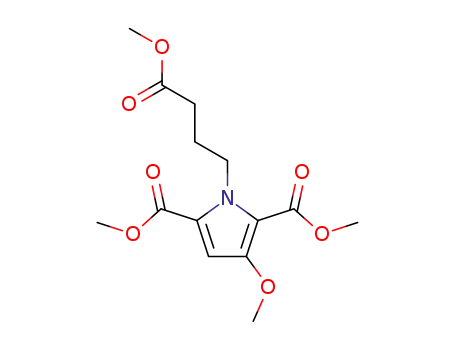 Molecular Structure of 558450-55-8 (1H-Pyrrole-2,5-dicarboxylic acid, 3-methoxy-1-(4-methoxy-4-oxobutyl)-,
dimethyl ester)