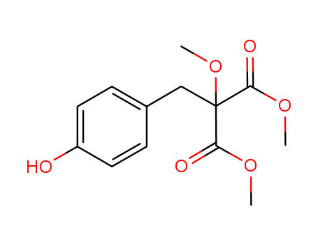 Molecular Structure of 848245-33-0 (Propanedioic acid, [(4-hydroxyphenyl)methyl]methoxy-, dimethyl ester)
