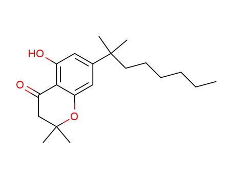 Molecular Structure of 88463-88-1 (4H-1-Benzopyran-4-one,
7-(1,1-dimethylheptyl)-2,3-dihydro-5-hydroxy-2,2-dimethyl-)