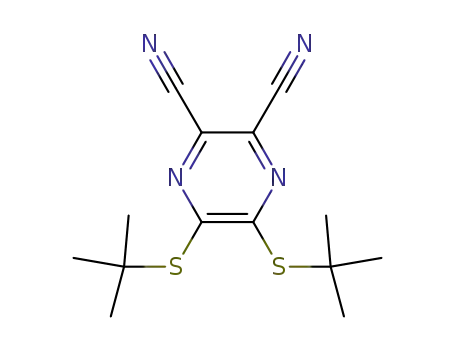 Molecular Structure of 927874-88-2 (2,3-Pyrazinedicarbonitrile, 5,6-bis[(1,1-dimethylethyl)thio]-)