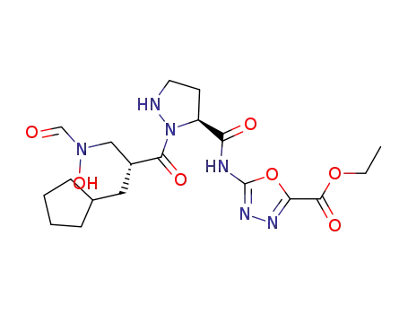 Ethyl 5-({[(3S)-2-((2R)-3-cyclopentyl-2-{[formyl(hydroxy)amino]methyl}propanoyl)-3-pyrazolidinyl]carbonyl}amino)-1,3,4-oxadiazole-2-carboxylate