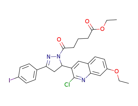 ethyl 5-(5-(2-chloro-7-ethoxyquinolin-3-yl)-3-(4-iodophenyl)-4,5-dihydro-1H-pyrazol-1-yl)-5-oxopentanoate